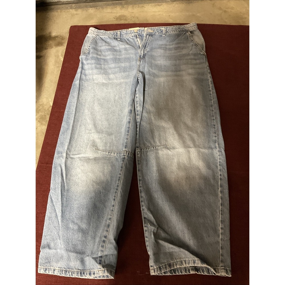 Cotton On Barrel Jeans Mid Rise Relaxed Fit Women Size 38 Saltwater Blue